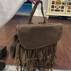 JJ Winters leather fringe backpack